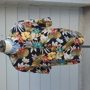 REYN SPOONER Multicolor Floral Spun Rayon XL Short Sleeve‎ Hawaiian Shirt VTG
